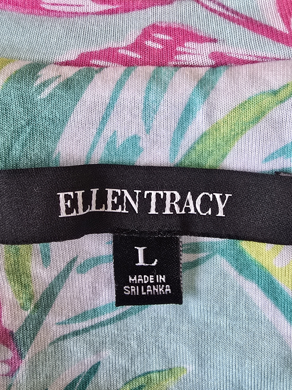 Ellen Tracy Teal, Pink & Yellow Tropical Print Dress - Picture 4 of 5